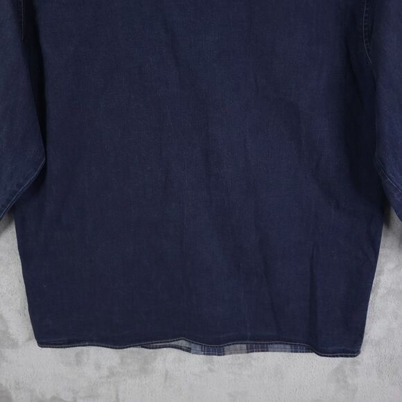 Vintage Marithe Francois Girbaud denim patchwork Button Up Shirt 3XL Long Sleeve - Picture 10 of 14